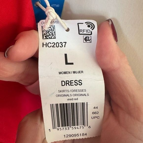 Adidas Three Stripe Mini Dress in Red and White - Picture 10 of 16